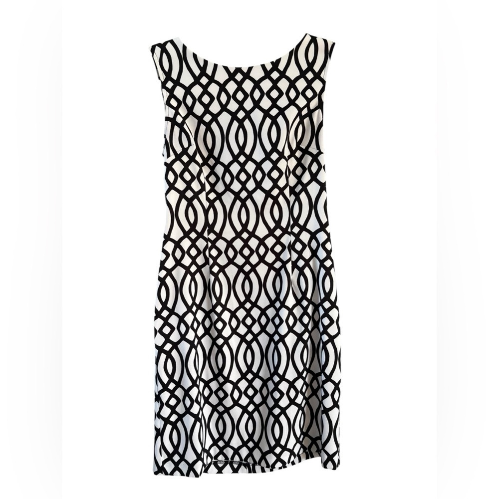 Connected Apparel Monochrome Geometric Midi Dress